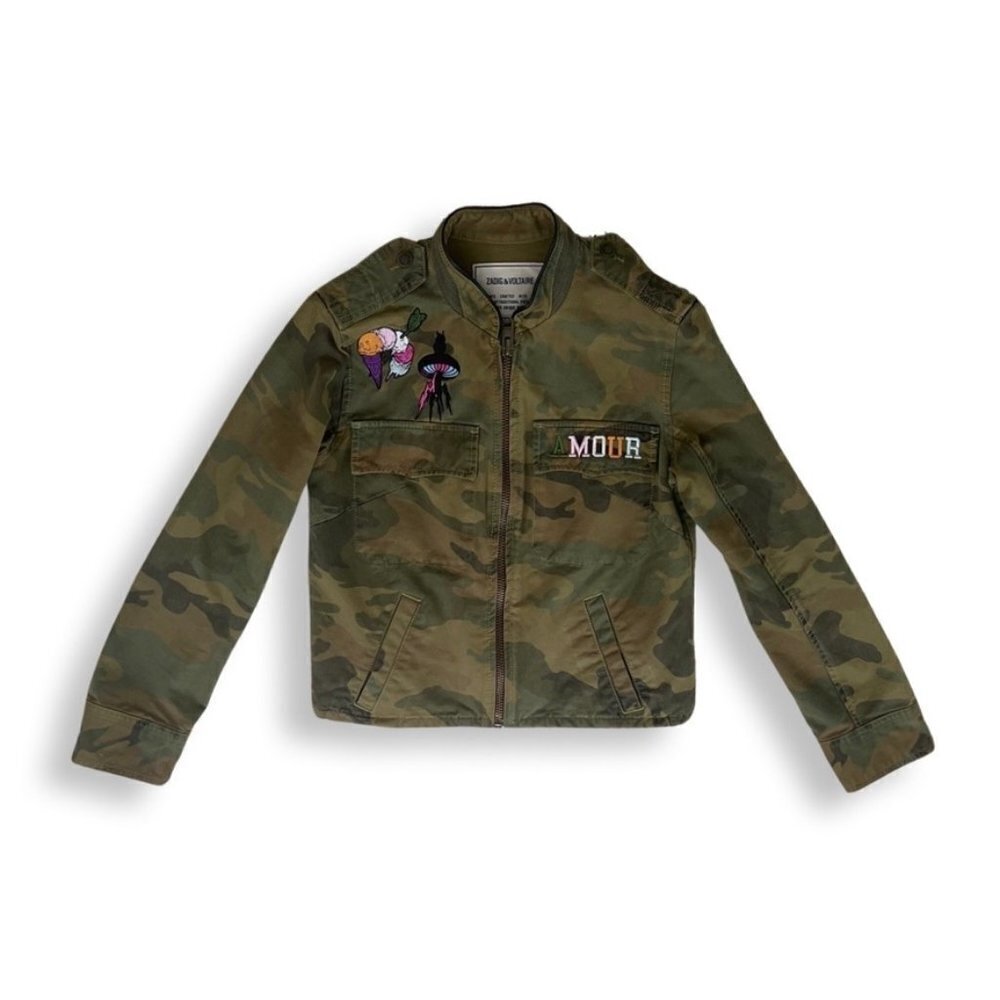 Zadig & Voltaire camouflage multi patch girls jacket size XS